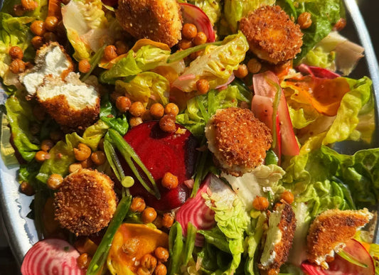Frizzled Chickpea & Fried Goat Cheese Spring Salad